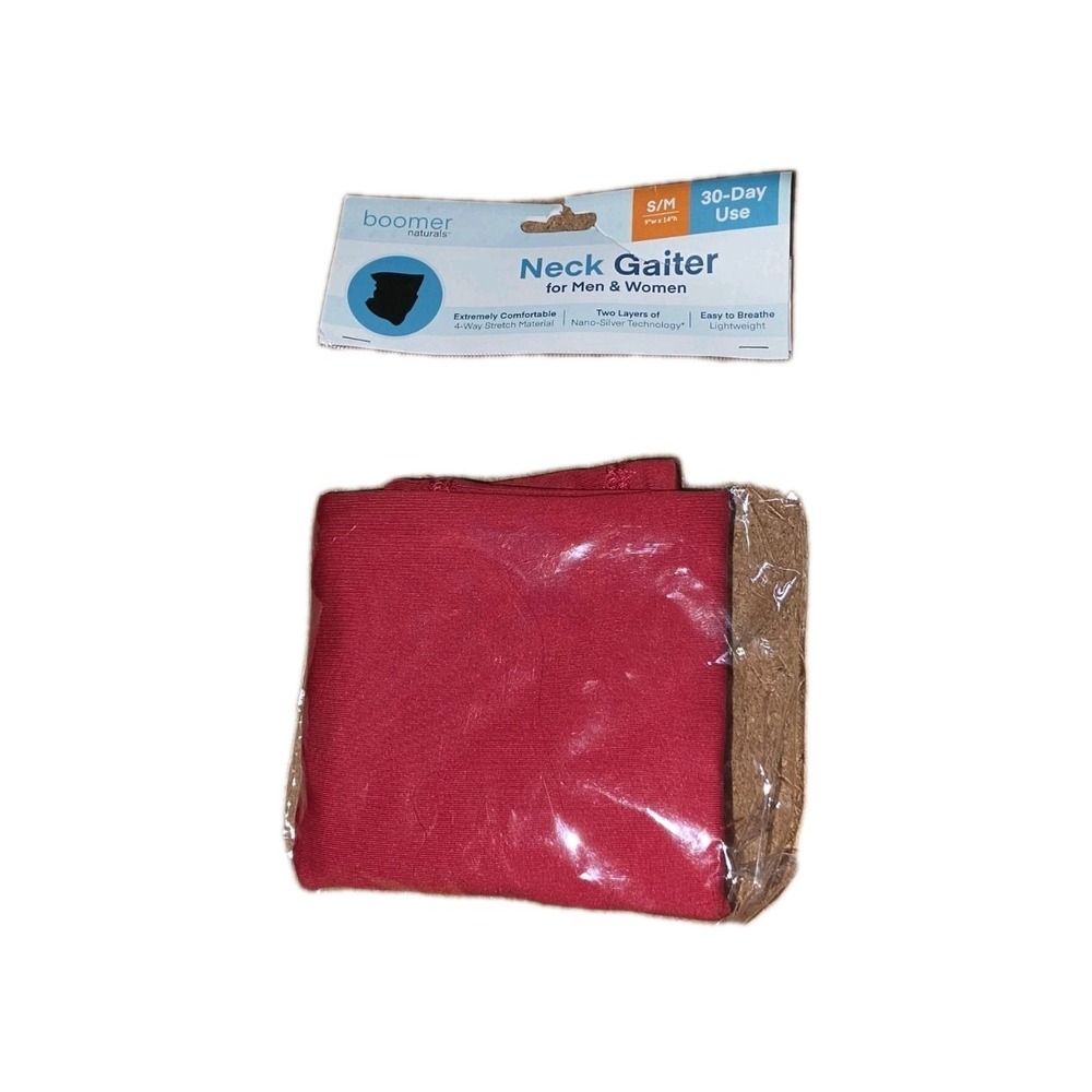 BRAND NEW Boomer Naturals Unisex Red Solid Neck Gaiter Size S/M 9" W x 14" #1194